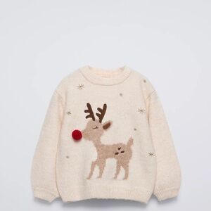 Zara Cream Reindeer Sweater for Kids